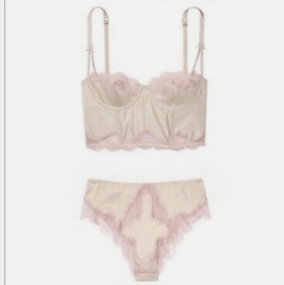 Victoria's Secret Bustier and Panty Set Pale Peach and Light Pink 34C & Medium - Picture 5 of 16